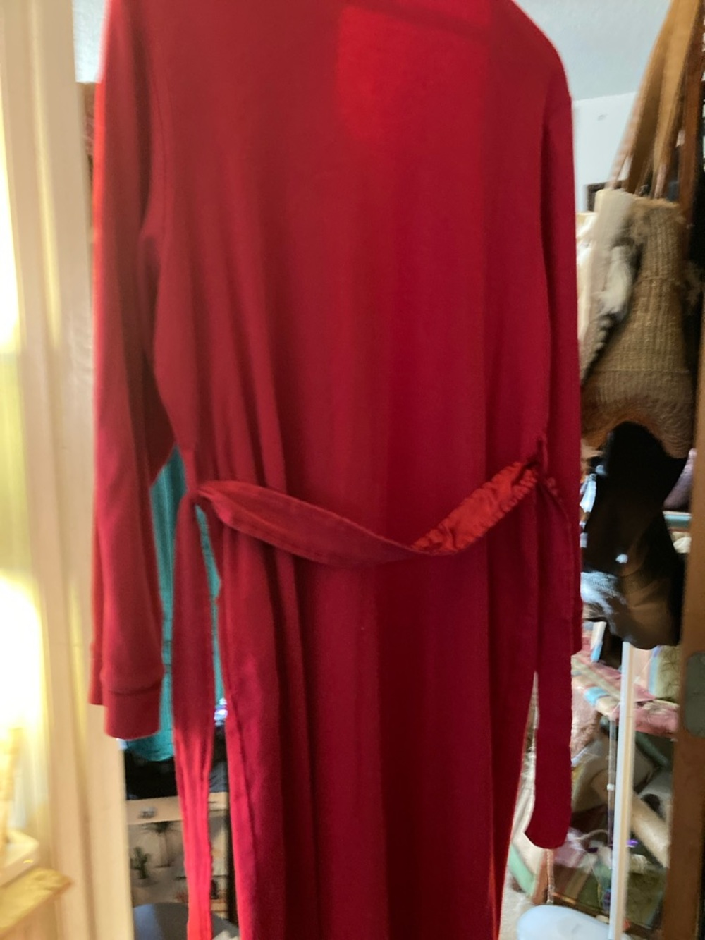 Land's End Red Cotton Belted Robe XL - Picture 6 of 6